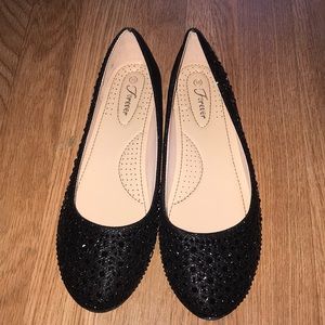 Forever Black Sparkly Flats